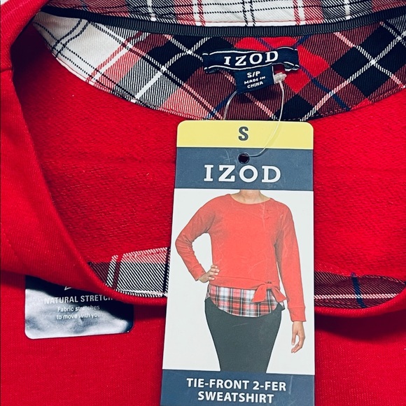 NEW- Women’s Izod Long Sleeve Tie Front 2 Fer Sweatshirt - Picture 8 of 11